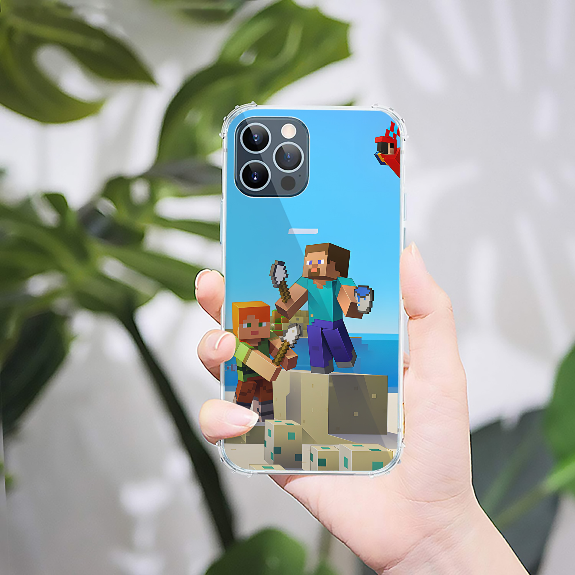 （画像用） マインクラフト ブロックの世界 Minecraft MC Block world 【iPhone 12シリーズ対応】透明スマホケース（クリアソフトケース）
